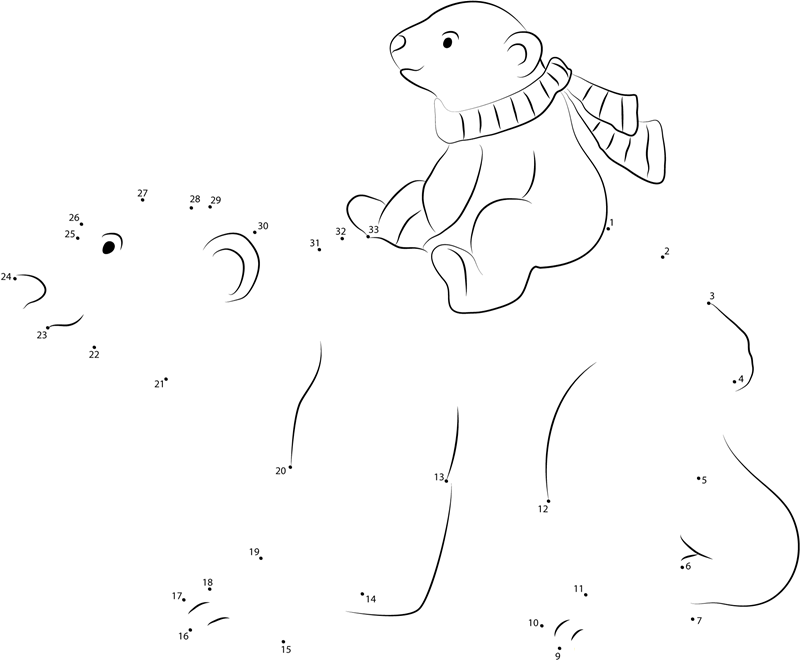 Little Polar Bear With His Mom Going For Ride printable dot to dot worksheet