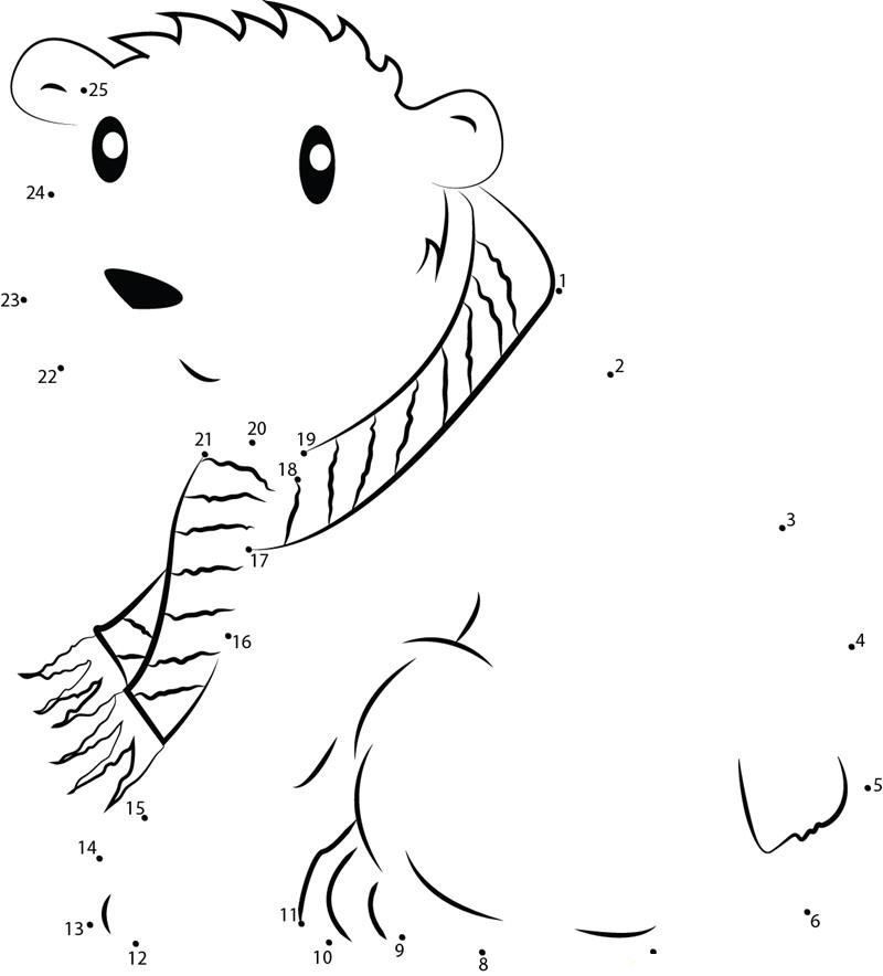 Nervous Polar Bear printable dot to dot worksheet