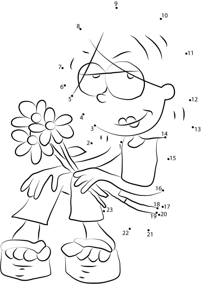 Lizzie Mcguire Having Flowers printable dot to dot worksheet