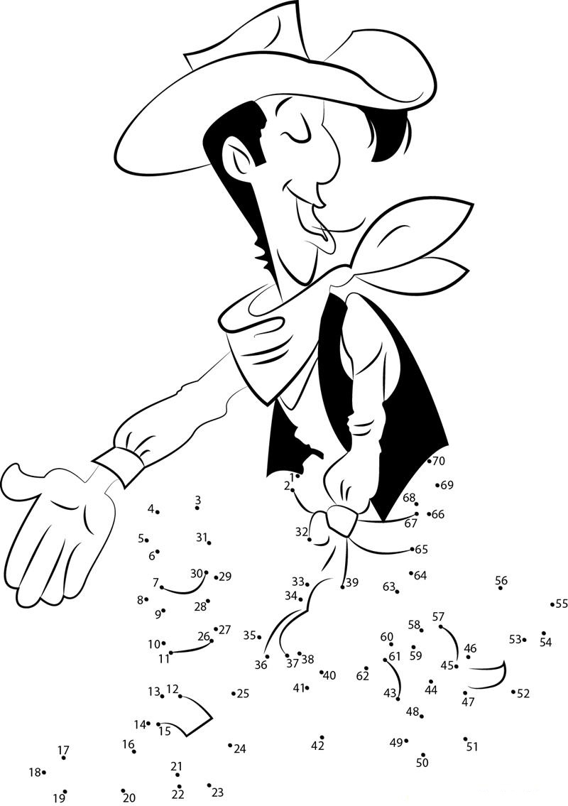 Lucky Luke Funny printable dot to dot worksheet