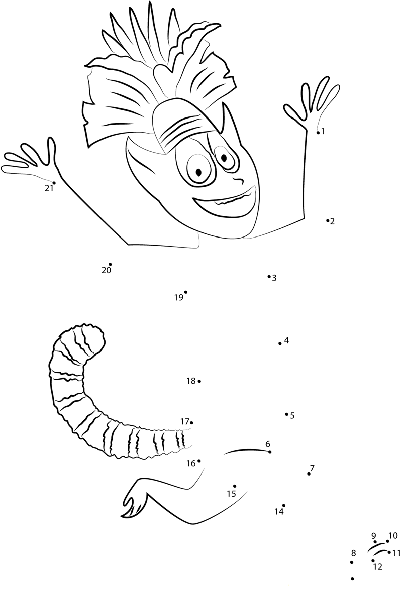 Happy King Julien Xiii printable dot to dot worksheet