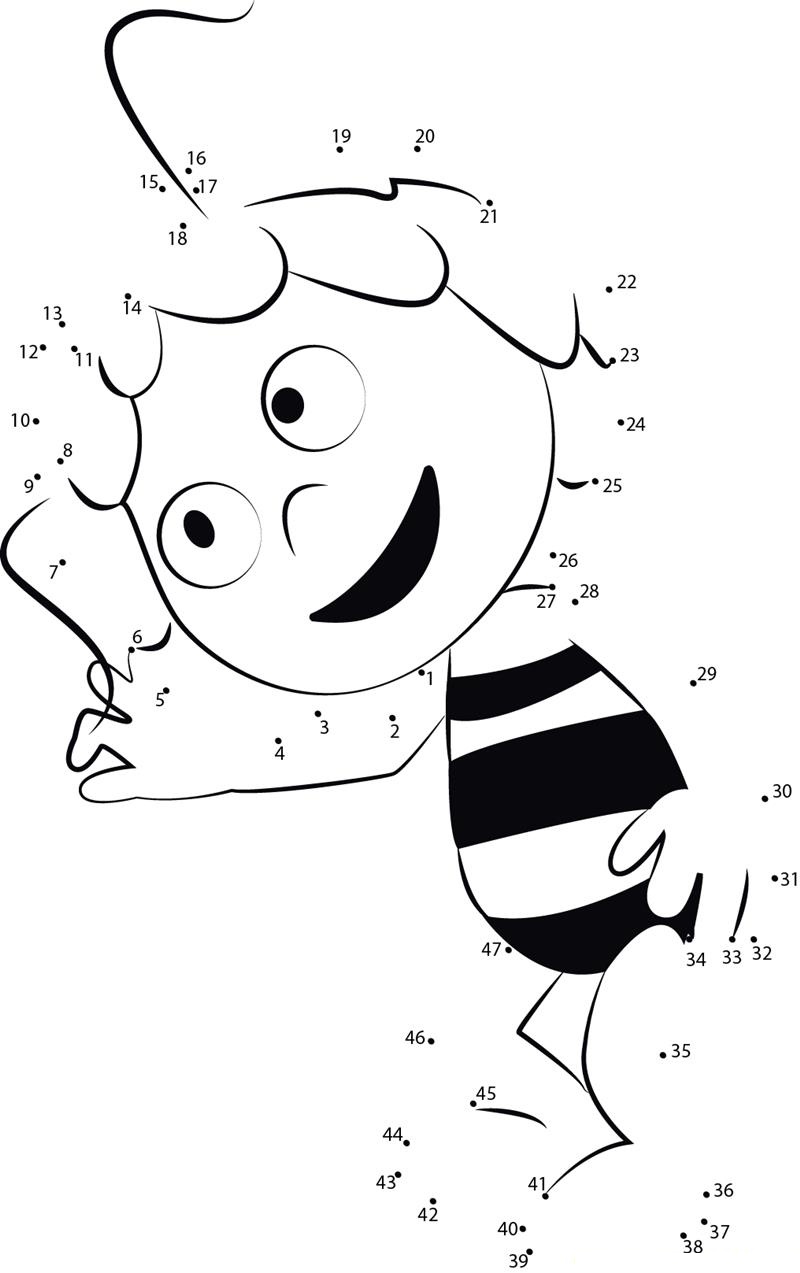 Maya The Bee printable dot to dot worksheet