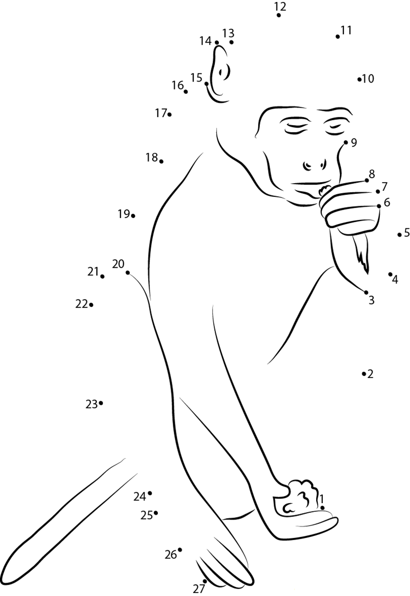 Mount Popa Monkey printable dot to dot worksheet