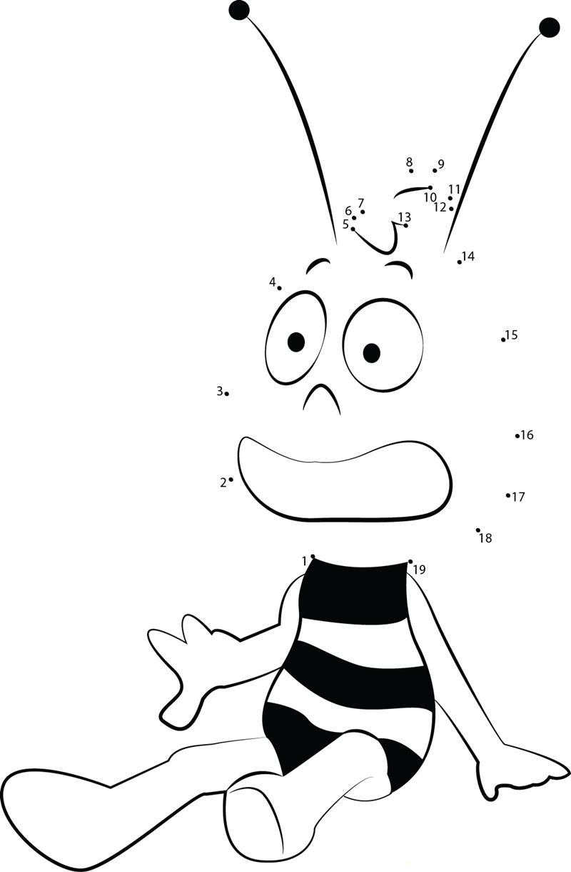 Maya The Bee Scared printable dot to dot worksheet