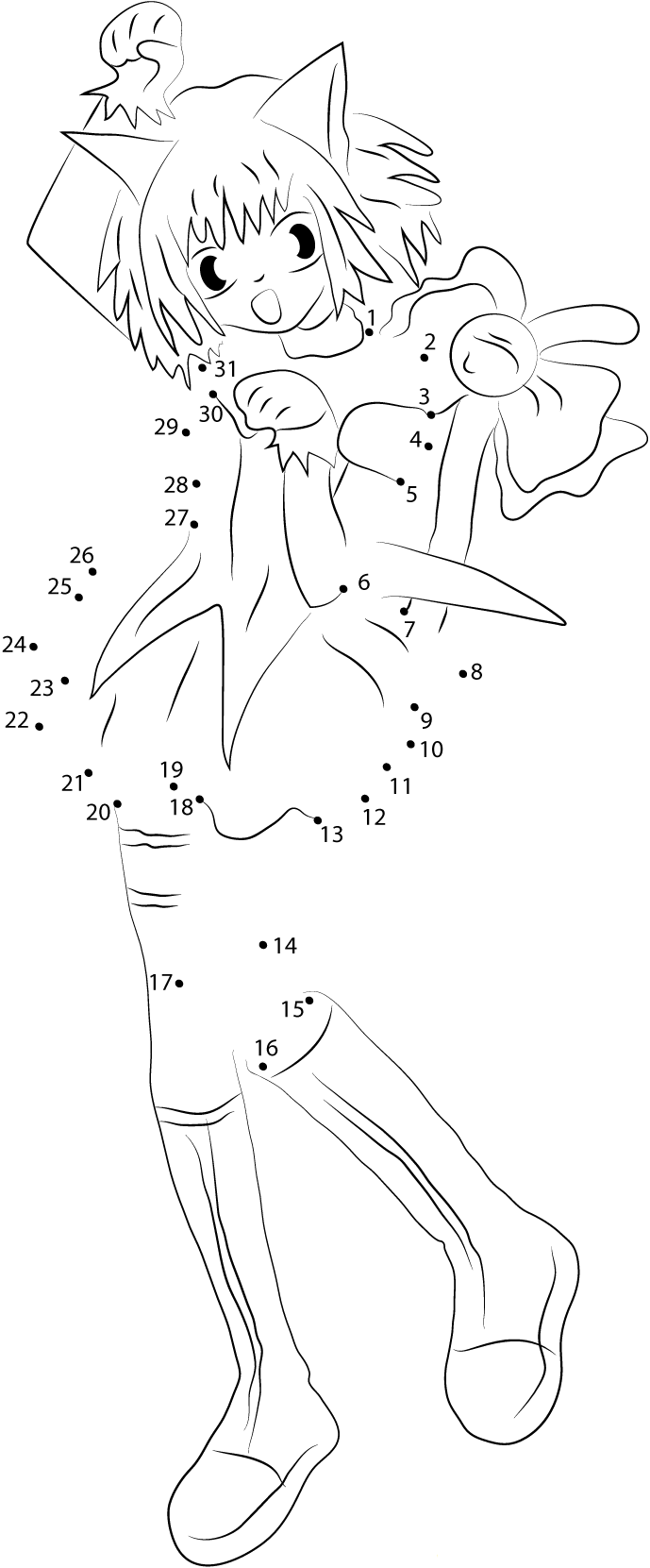 Happy Mew Mew printable dot to dot worksheet