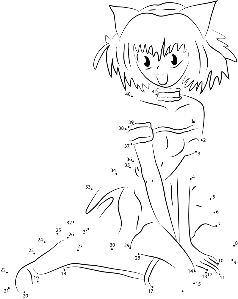 Ichigo Of Tokyo Mew Mew printable dot to dot worksheet