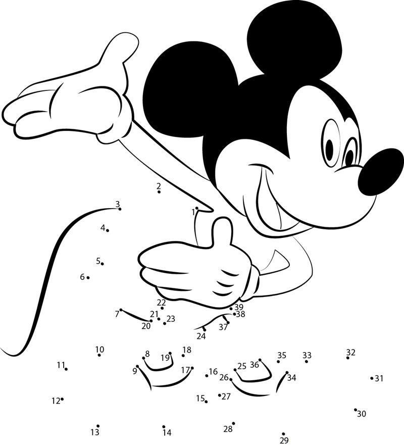 Mickey Mouse Giving Thanks printable dot to dot worksheet