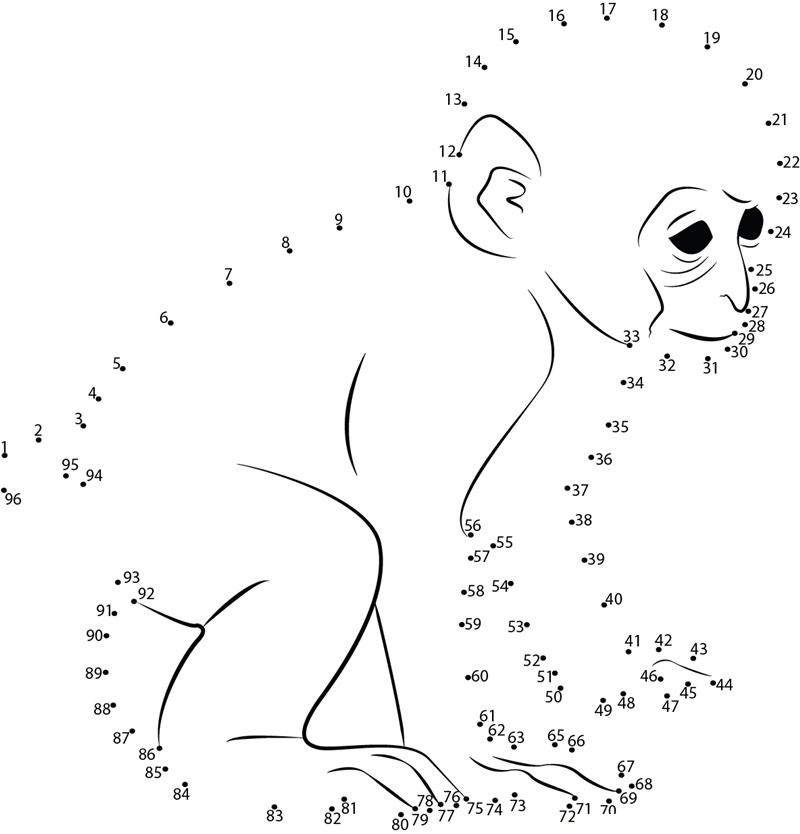 Old Monkey printable dot to dot worksheet