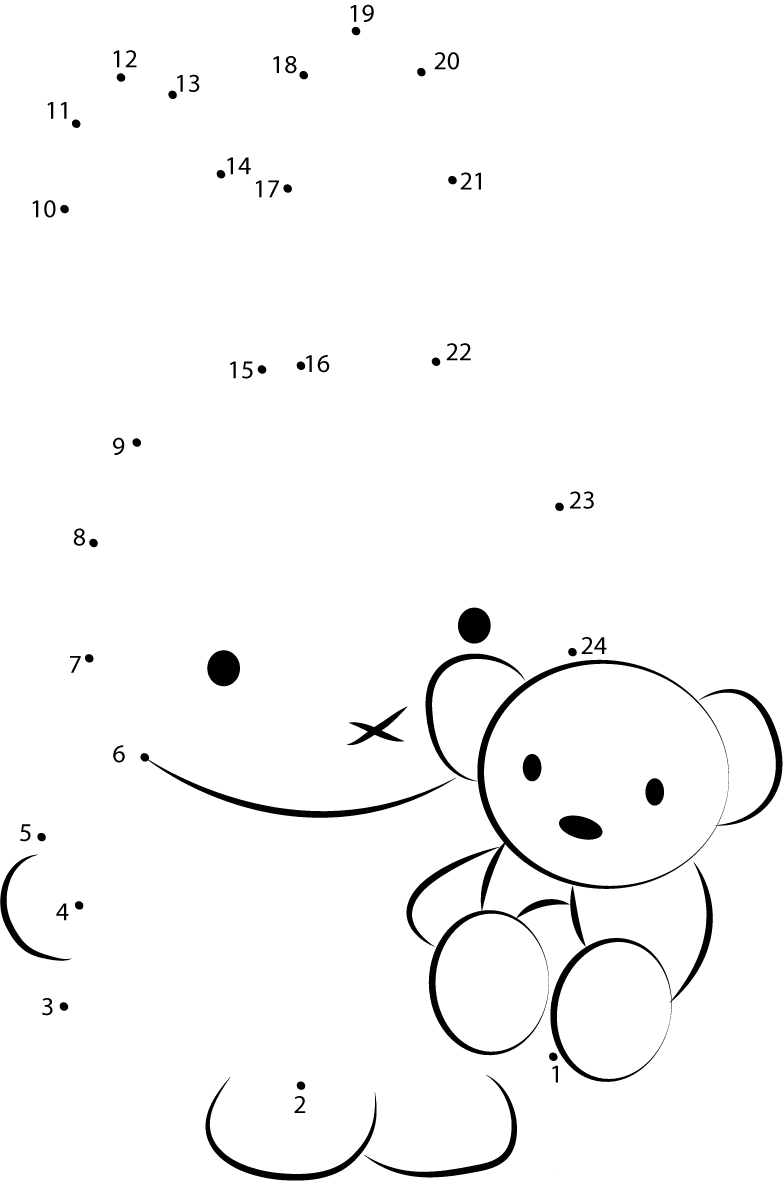 Miffy With Teddy Bear dot to dot worksheets