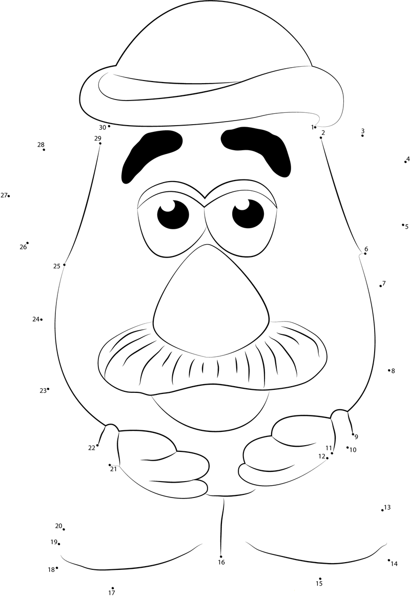 Cute Mr Potato dot to dot worksheets