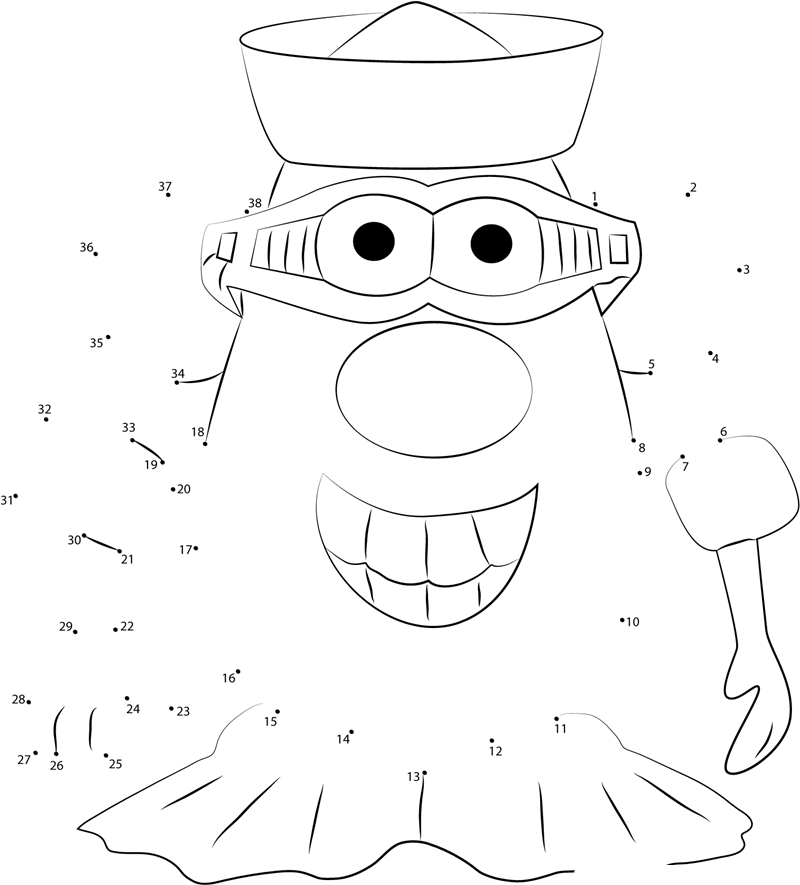 Mister Potato Smiling dot to dot worksheets