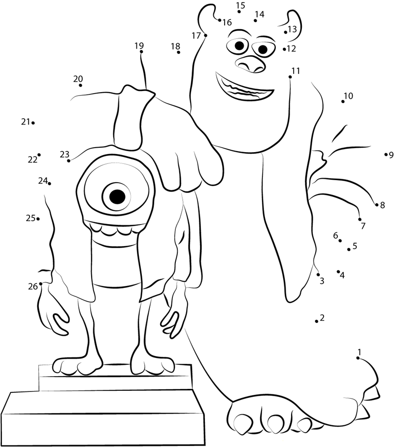 Mike And Sullivan Say Cheez printable dot to dot worksheet