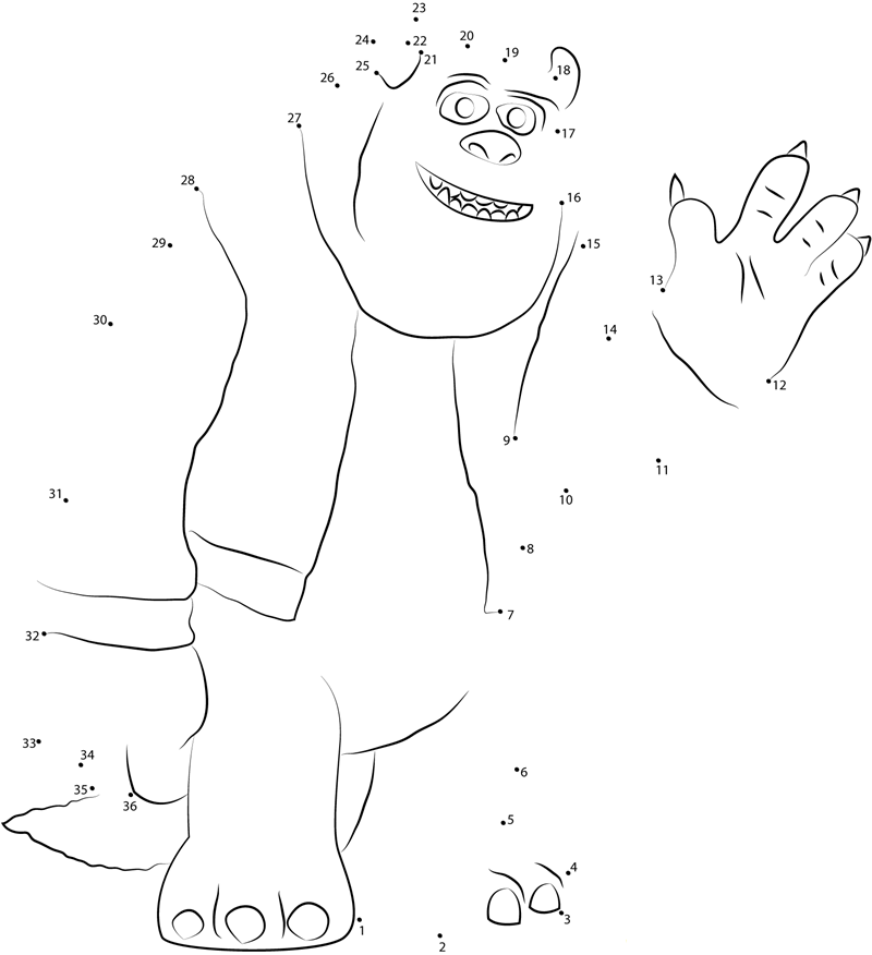 Sulley dot to dot worksheets