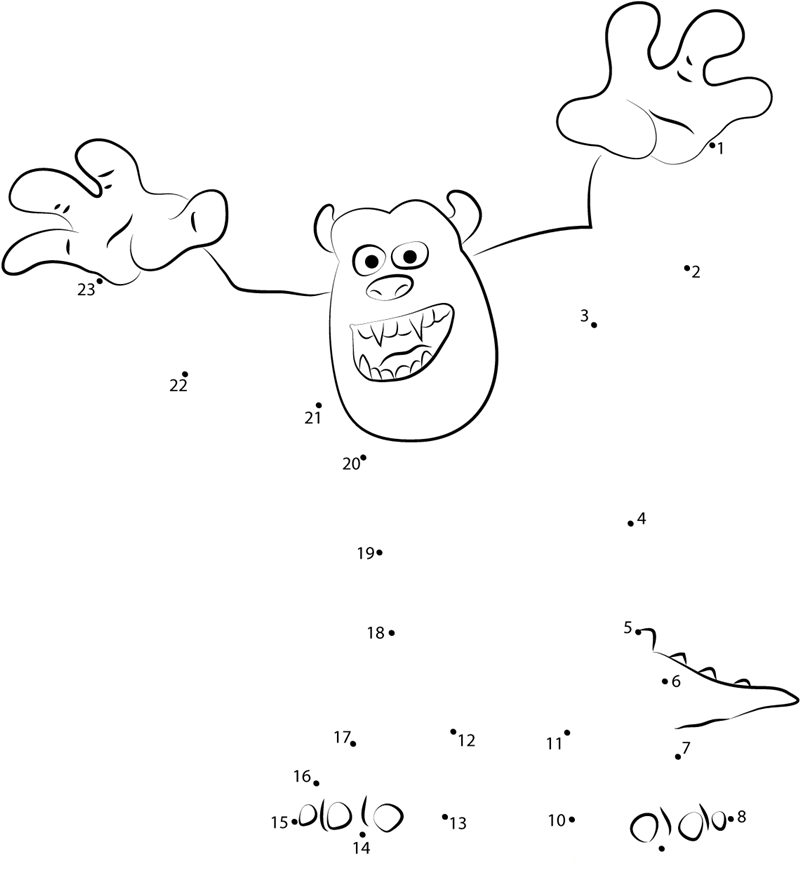 Sullivan A Giant Furry printable dot to dot worksheet