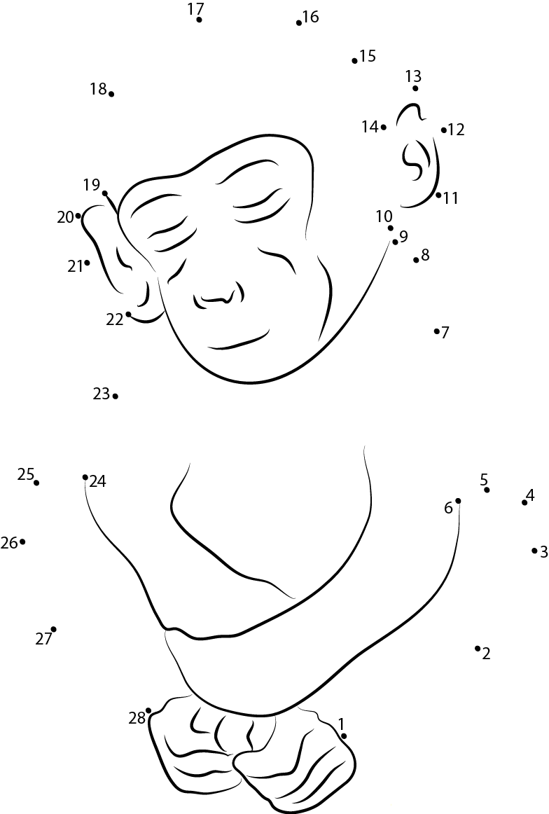 Sleeping Monkey See dot to dot worksheets