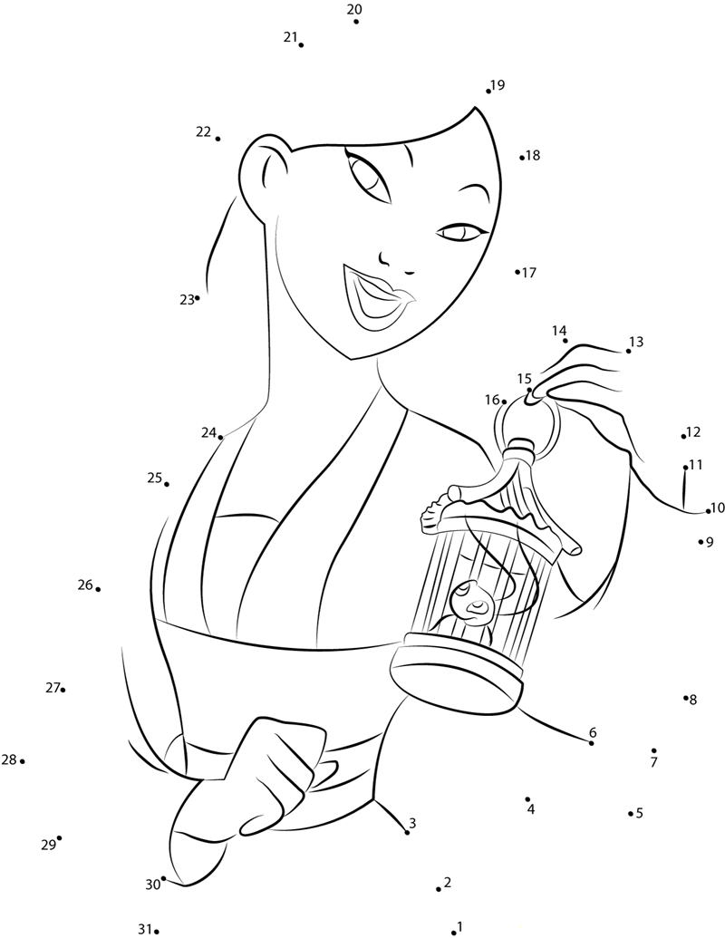 Mulan printable dot to dot worksheet