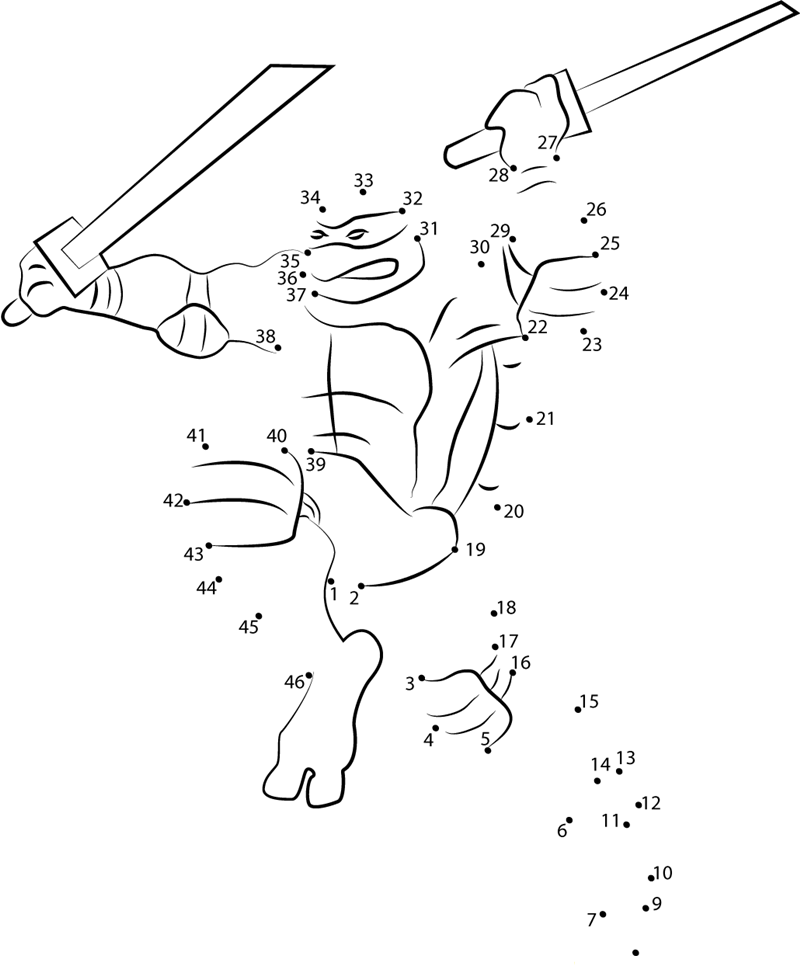 Leonardo Attacking dot to dot worksheets