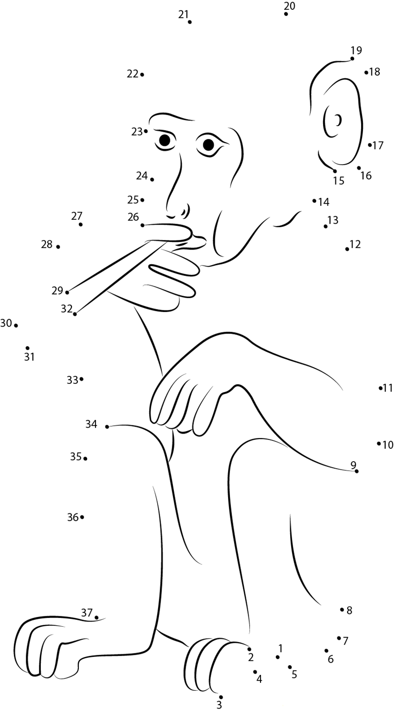 Smoking Monkey printable dot to dot worksheet