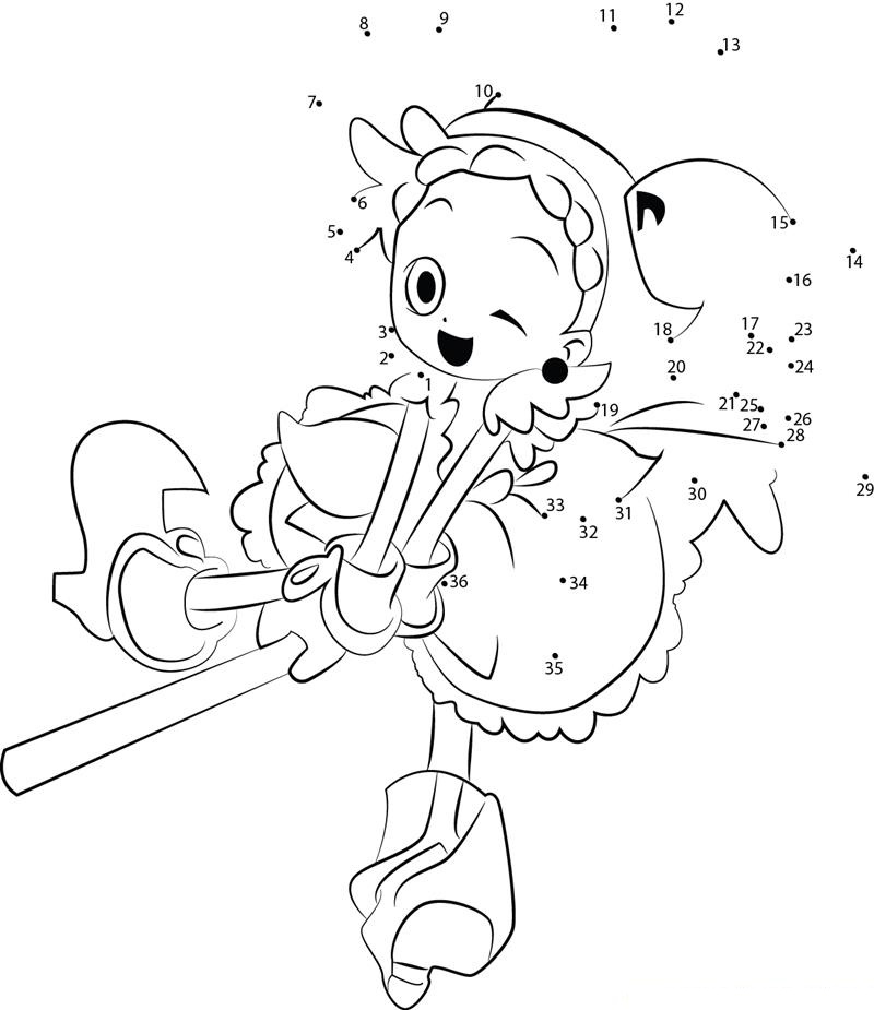 Magical Doremi Cute Fairy printable dot to dot worksheet