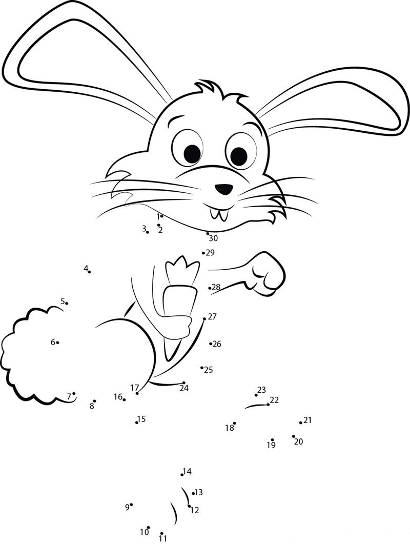 Peter Cottontail Running dot to dot worksheets