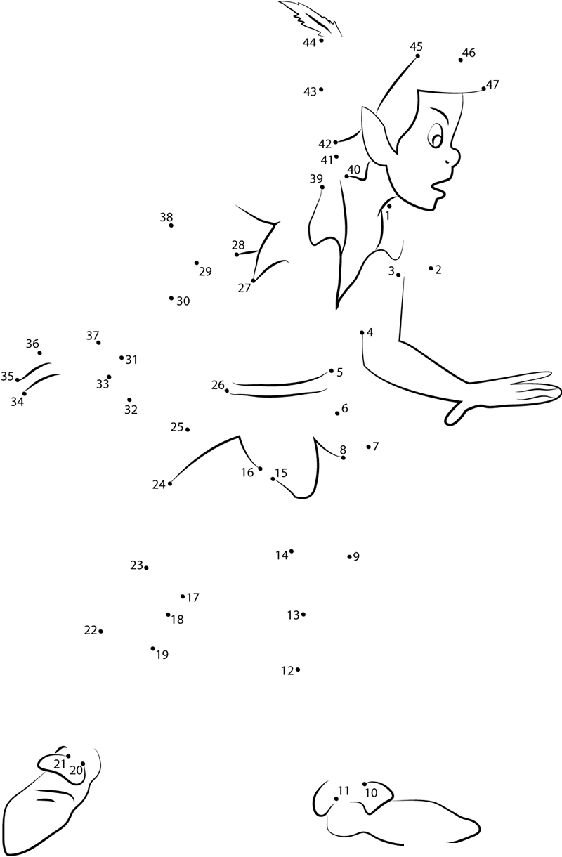 Peter Pan dot to dot worksheets