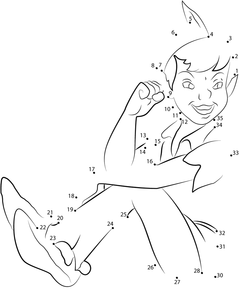 Peter Pan A Mischievous Boy printable dot to dot worksheet