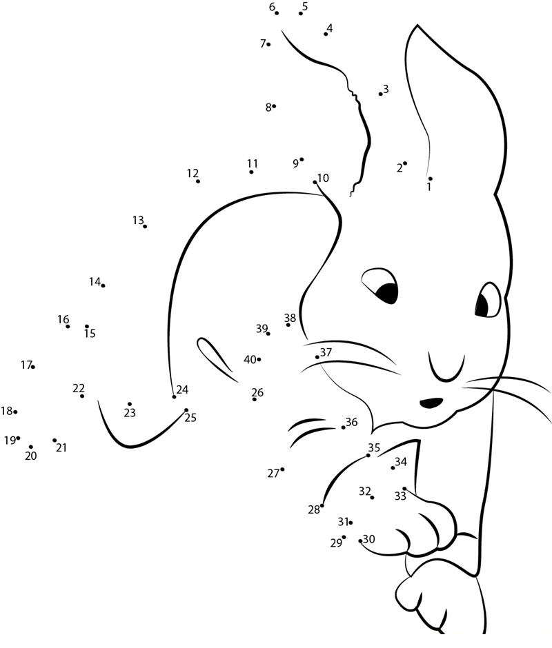 Naughty Peter Rabbit printable dot to dot worksheet