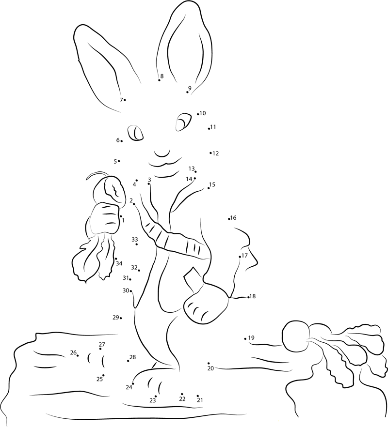 Peter Rabbit The Tale Of The Angry printable dot to dot worksheet