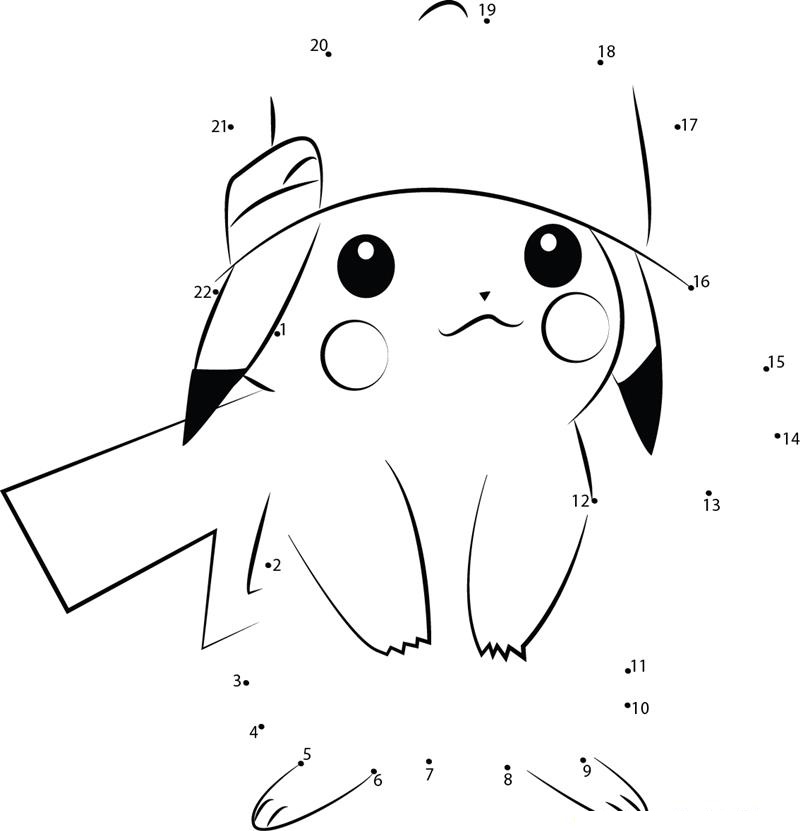 Pikachu dot to dot worksheets