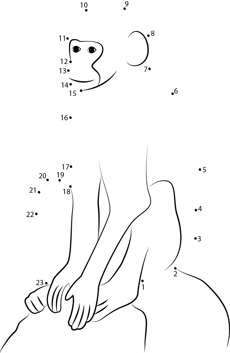 Vervet Monkey printable dot to dot worksheet