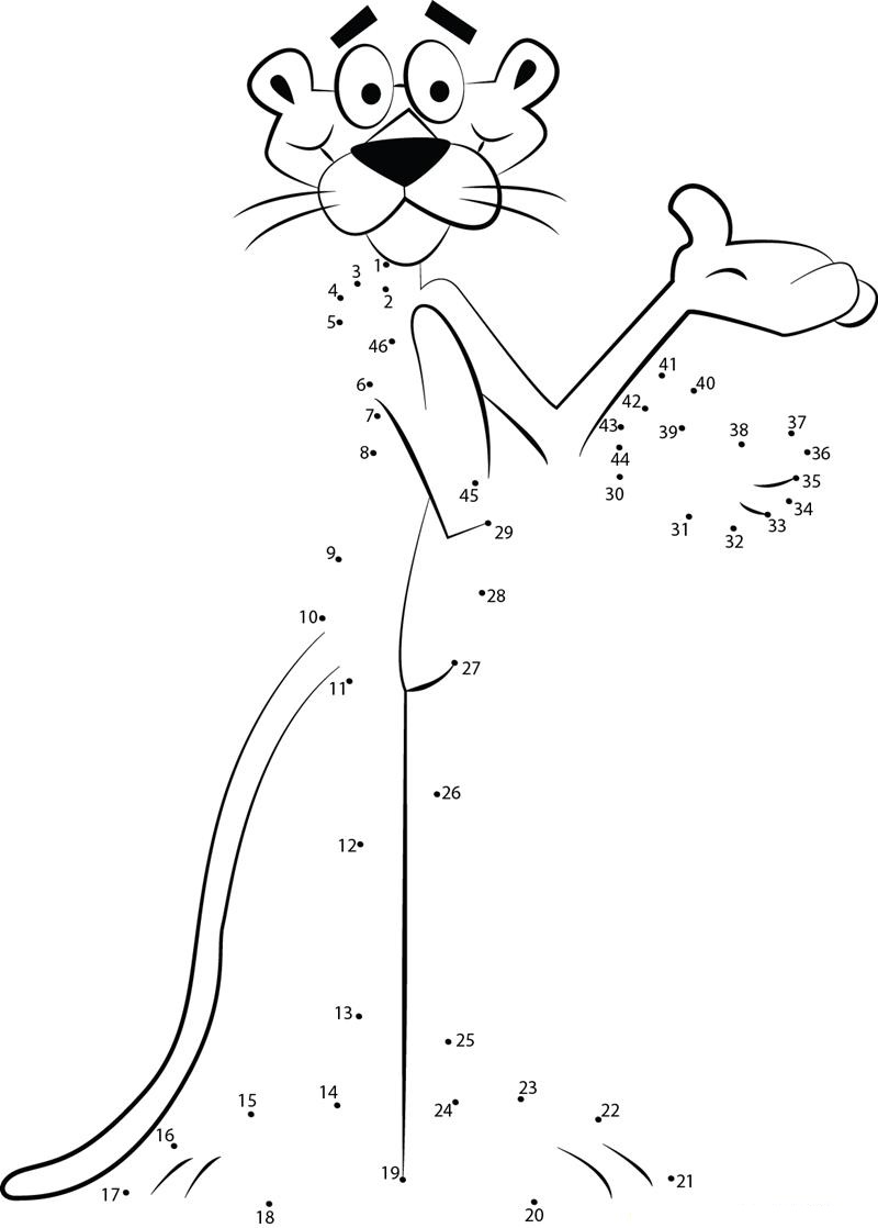 Detective Pink Panther printable dot to dot worksheet