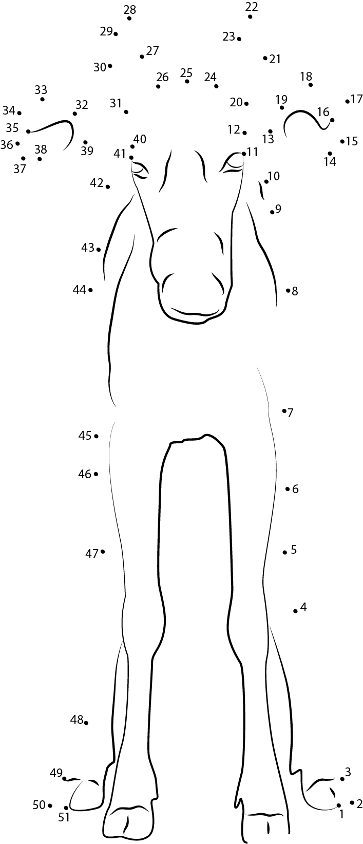 Moose printable dot to dot worksheet