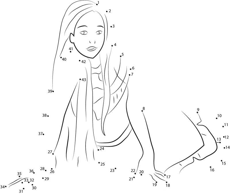 Pocahontas Sitting dot to dot worksheets