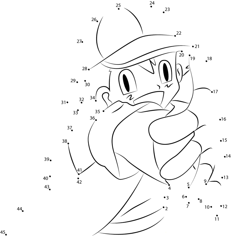 Ash In Attacks printable dot to dot worksheet