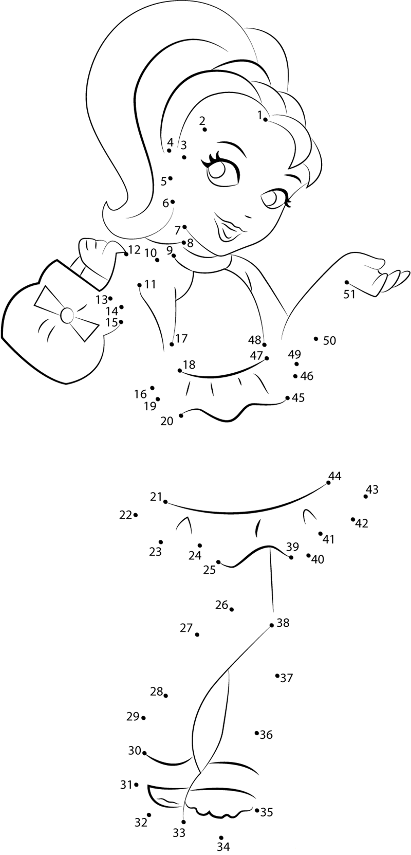 Polly Pocket printable dot to dot worksheet