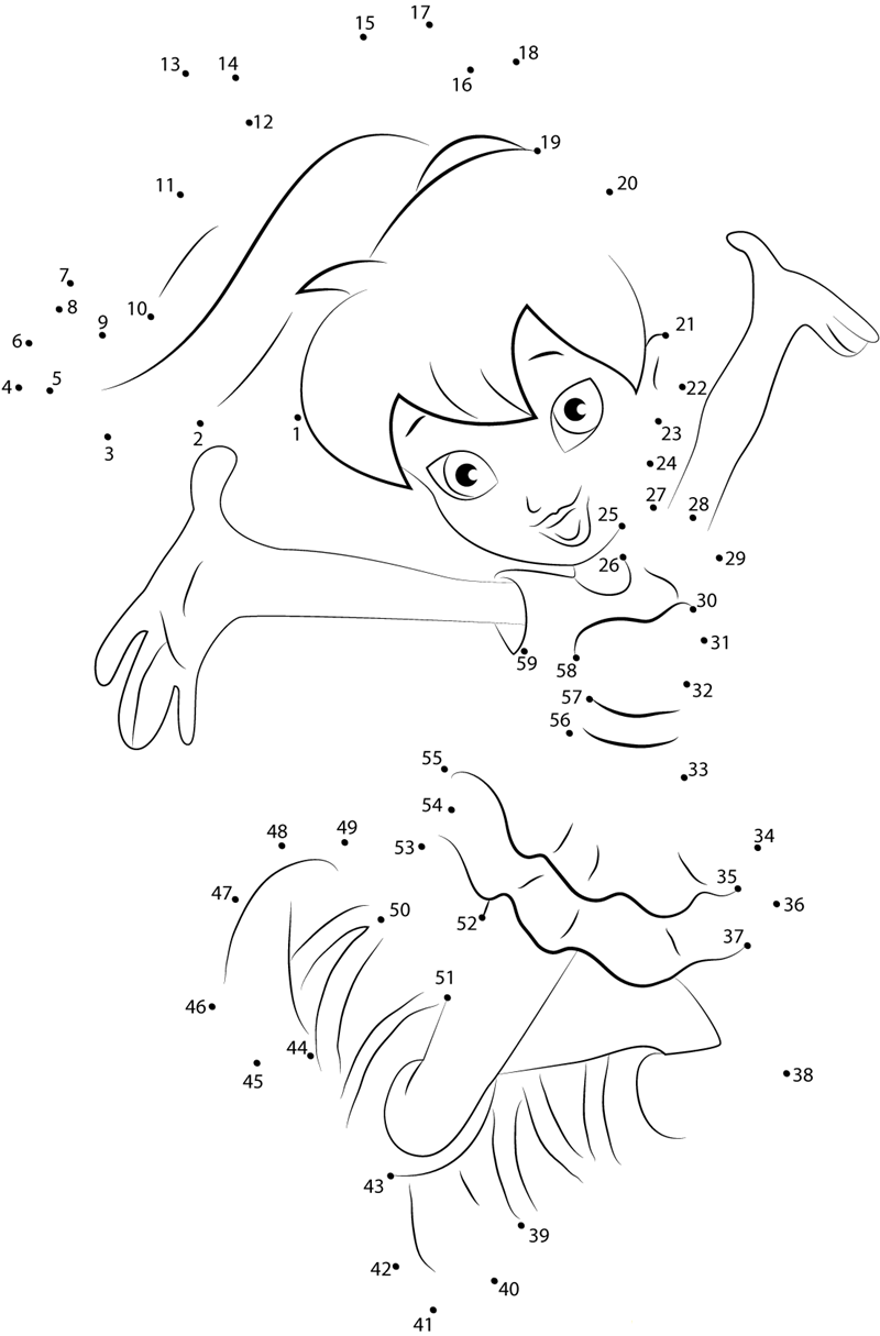 Polly Pocket Dancing printable dot to dot worksheet