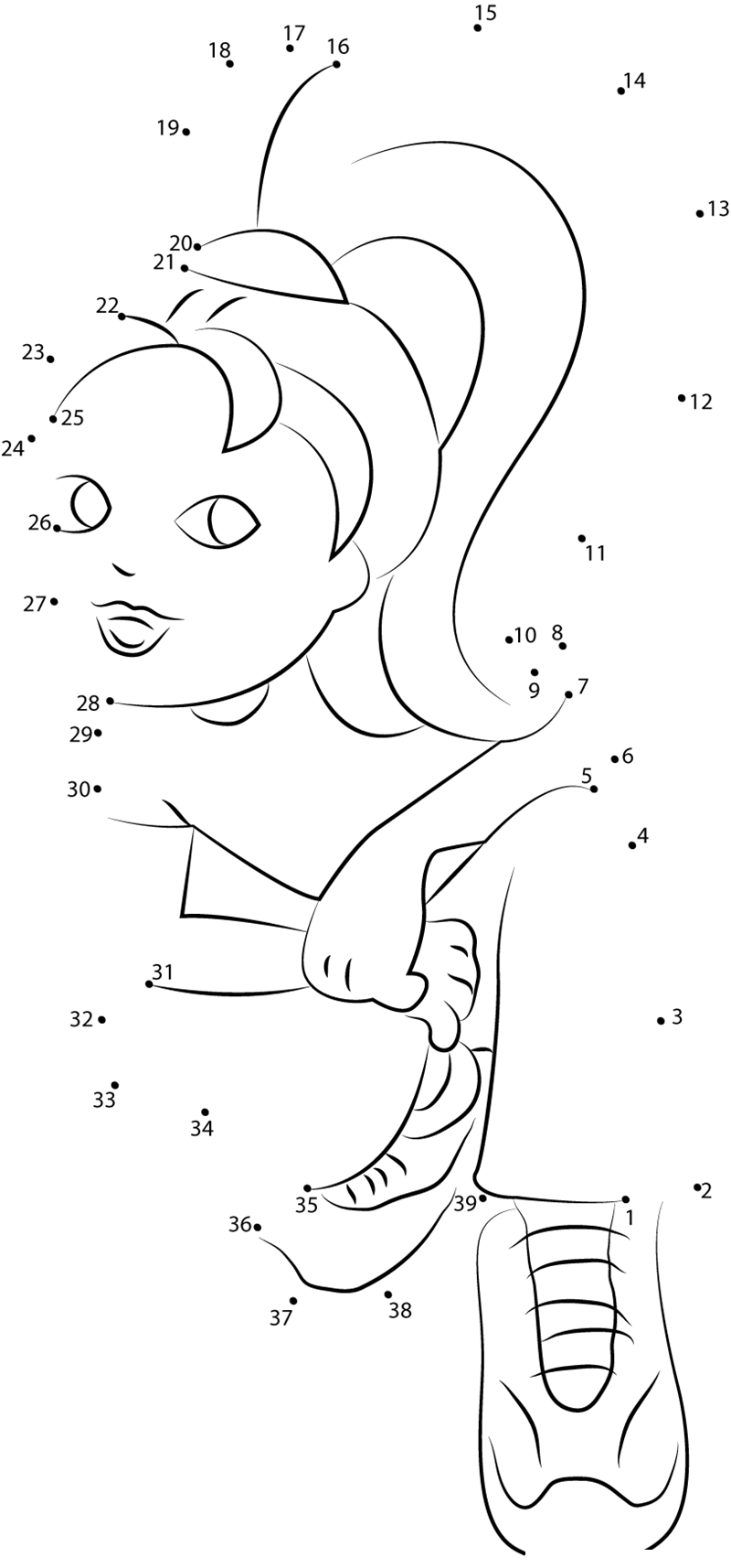 Polly Pocket Sitting printable dot to dot worksheet