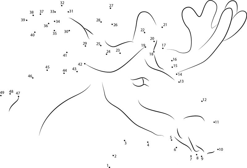 Moose Face printable dot to dot worksheet