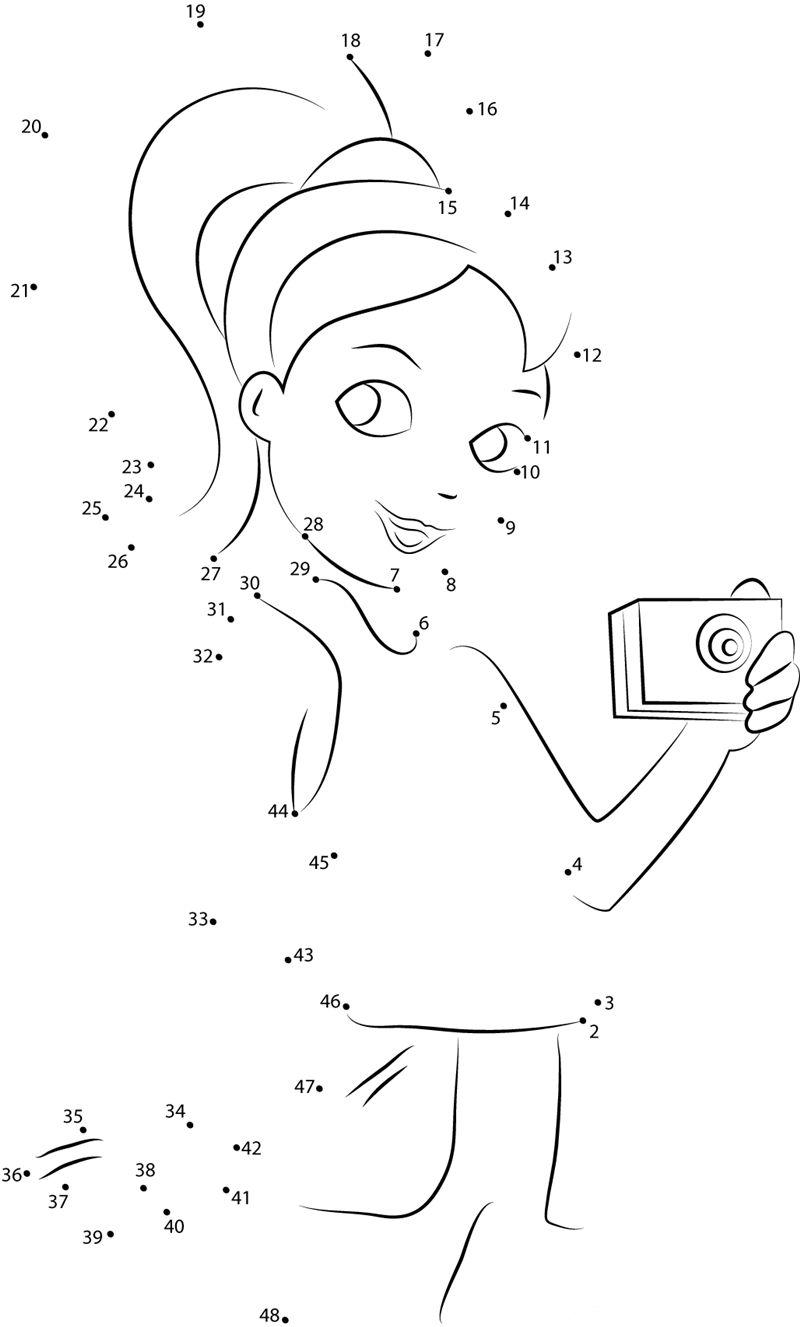 Polly Pocket With Camera printable dot to dot worksheet