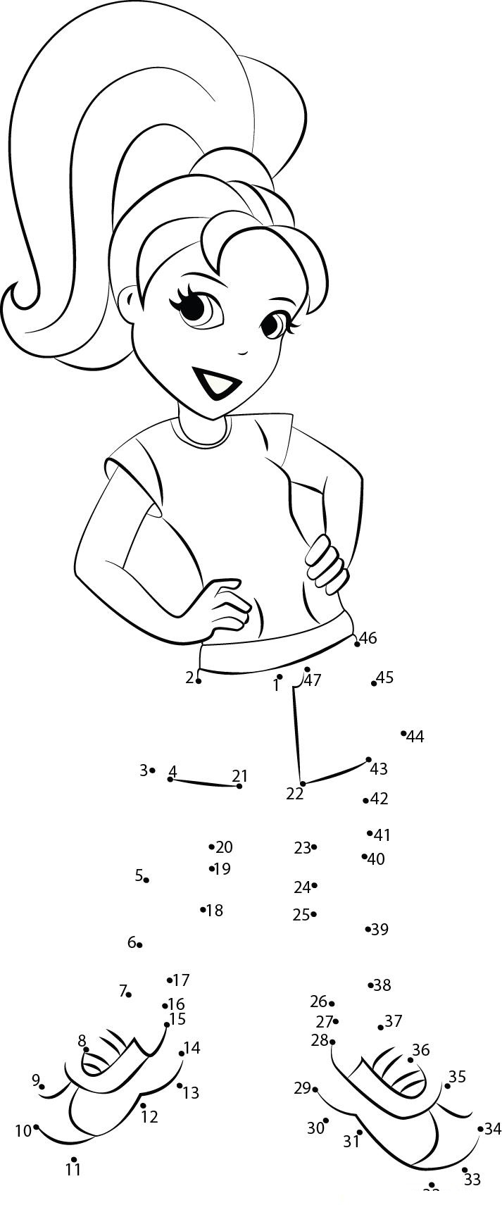 Stylish Polly Pocket printable dot to dot worksheet