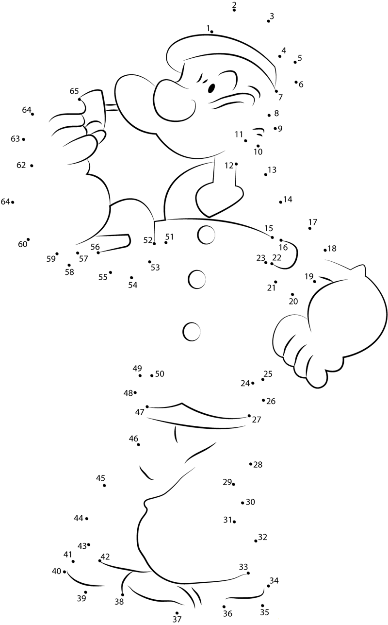 Popeye dot to dot worksheets