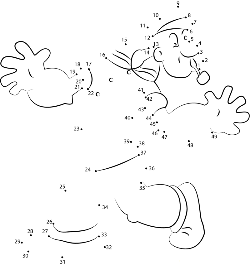 Popeye Running dot to dot worksheets