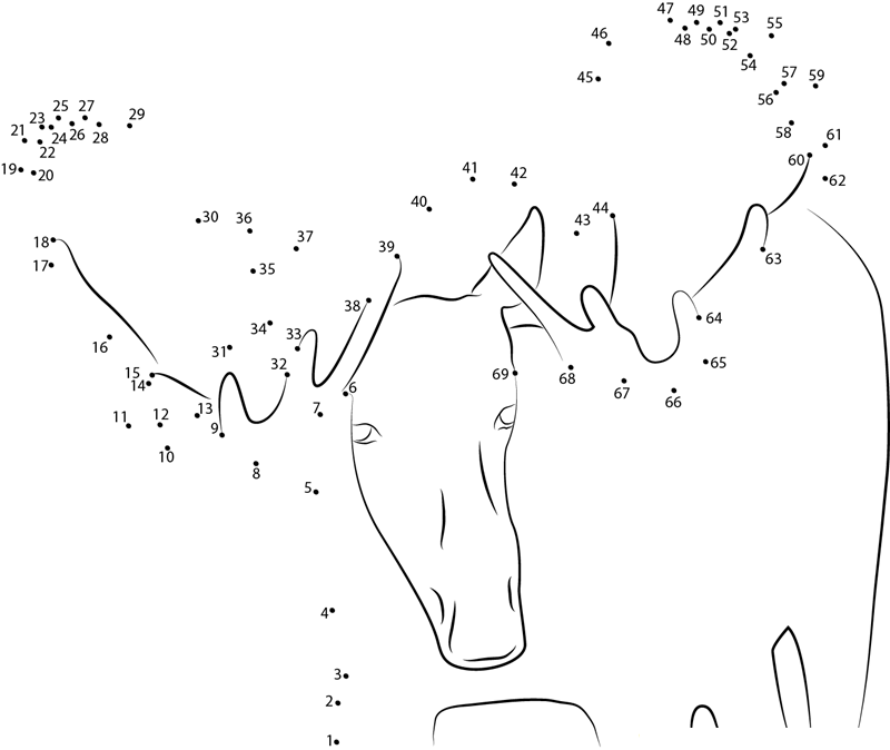 Moose Face Look dot to dot worksheets