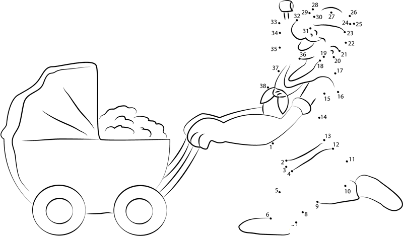 Popeye With Baby Cart dot to dot worksheets