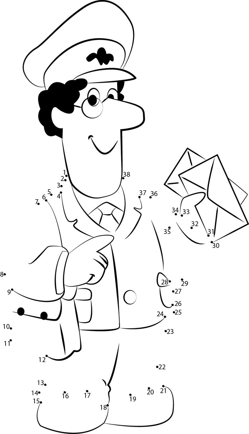 Postman Pat printable dot to dot worksheet