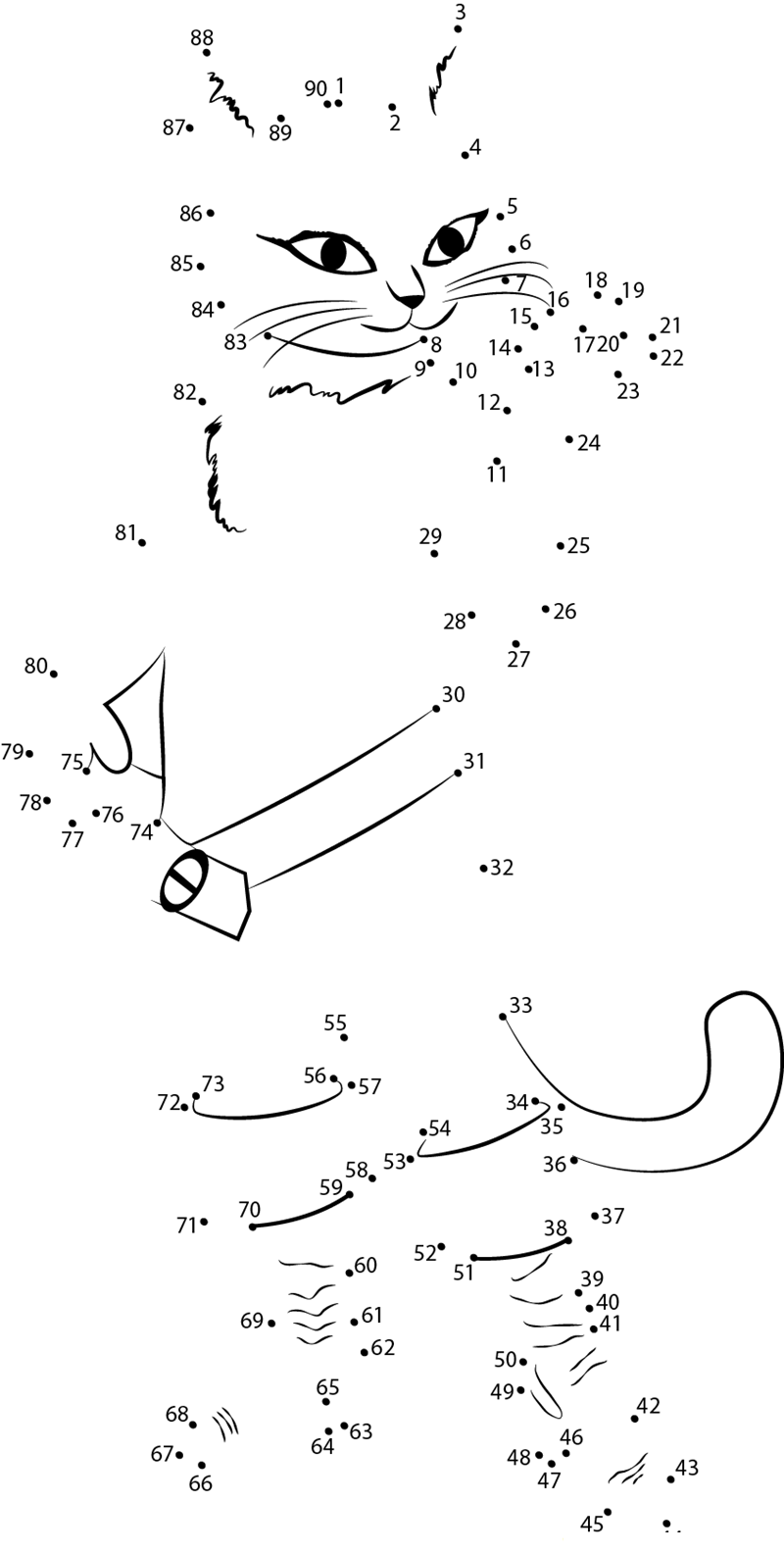 Gambar Baru Puss In Boots dot to dot worksheets