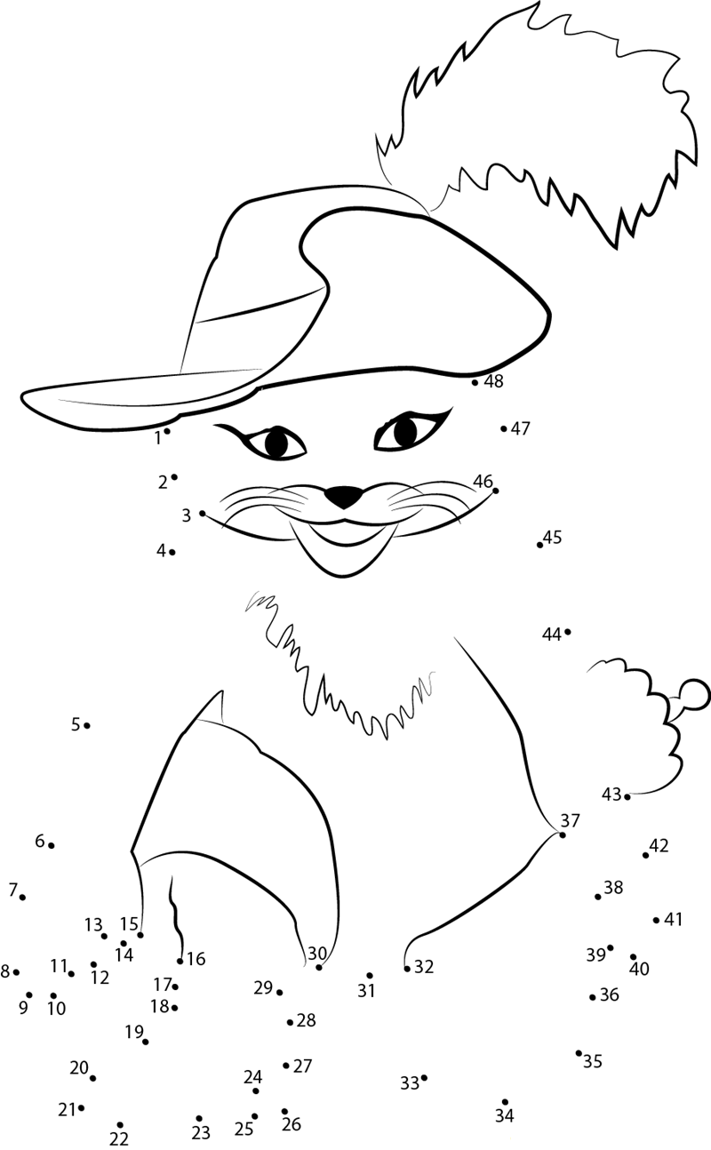 Puss In Boots The Three Diablos dot to dot worksheets