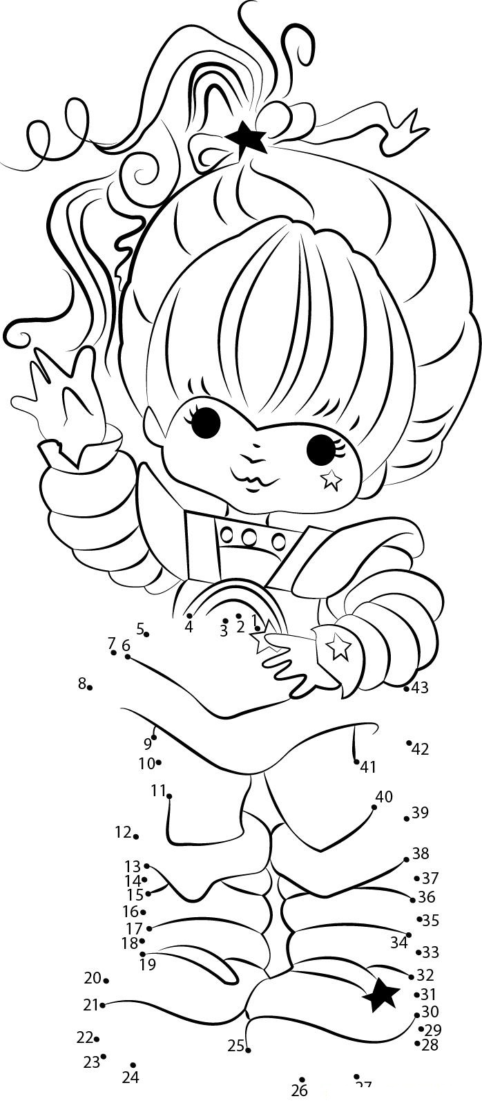 Rainbow Brite Star printable dot to dot worksheet